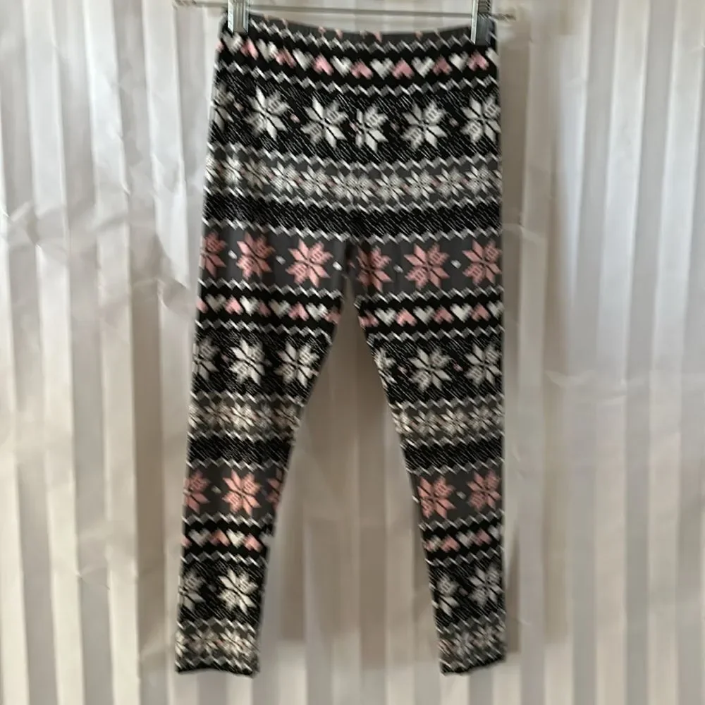 Girls Pink Panda Sweatshirt & Alpine Pattern Leggings Set Size 8 Cute Cozy